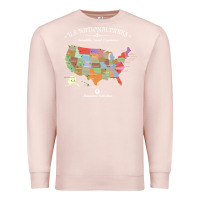 Us National Parks Map Colorful With All 59 National Parks Premium Sweatshirt | Teevron