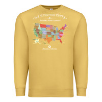 Antique Gold us national parks map colorful with all 59 national parks Premium Sweatshirt - linhVisuals