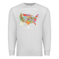 Dove Grey us national parks map colorful with all 59 national parks Premium Sweatshirt - linhVisuals