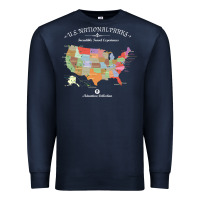 Navy us national parks map colorful with all 59 national parks Premium Sweatshirt - linhVisuals