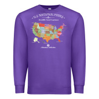 Purple us national parks map colorful with all 59 national parks Premium Sweatshirt - linhVisuals