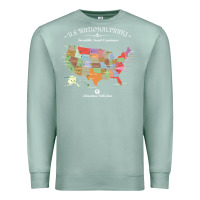 Seafoam us national parks map colorful with all 59 national parks Premium Sweatshirt - linhVisuals