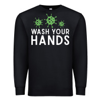 Black wash your hands green germs graphic Premium Sweatshirt - linhVisuals