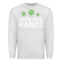 Oatmeal Heather wash your hands green germs graphic Premium Sweatshirt - linhVisuals