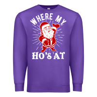 Purple where my ho's at funny santa christmas pun naughty xmas humor gift Premium Sweatshirt - linhVisuals