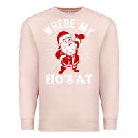 Pale Pink where my ho's at funny santa christmas pun naughty xmas humor gift Premium Sweatshirt - linhVisuals