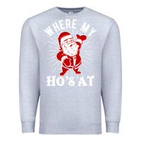 Heather Grey where my ho's at funny santa christmas pun naughty xmas humor gift Premium Sweatshirt - linhVisuals
