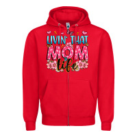 Red livin' that mom life Zipper Hoodie - JahusDesignShop