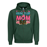 Sports Green livin' that mom life Zipper Hoodie - JahusDesignShop