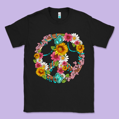 Floral Peace Sign With Gemstone Classic Tee Designed By Artiststas