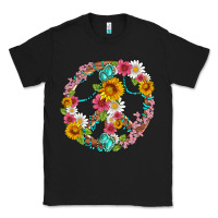 Black floral peace sign with gemstone Classic Tee - Artiststas