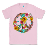 Bubblegum Pink floral peace sign with gemstone Classic Tee - Artiststas