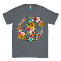 Charcoal Heather floral peace sign with gemstone Classic Tee - Artiststas