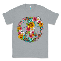 Heather Grey floral peace sign with gemstone Classic Tee - Artiststas