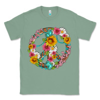 Sage floral peace sign with gemstone Classic Tee - Artiststas