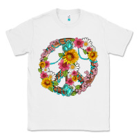 White floral peace sign with gemstone Classic Tee - Artiststas