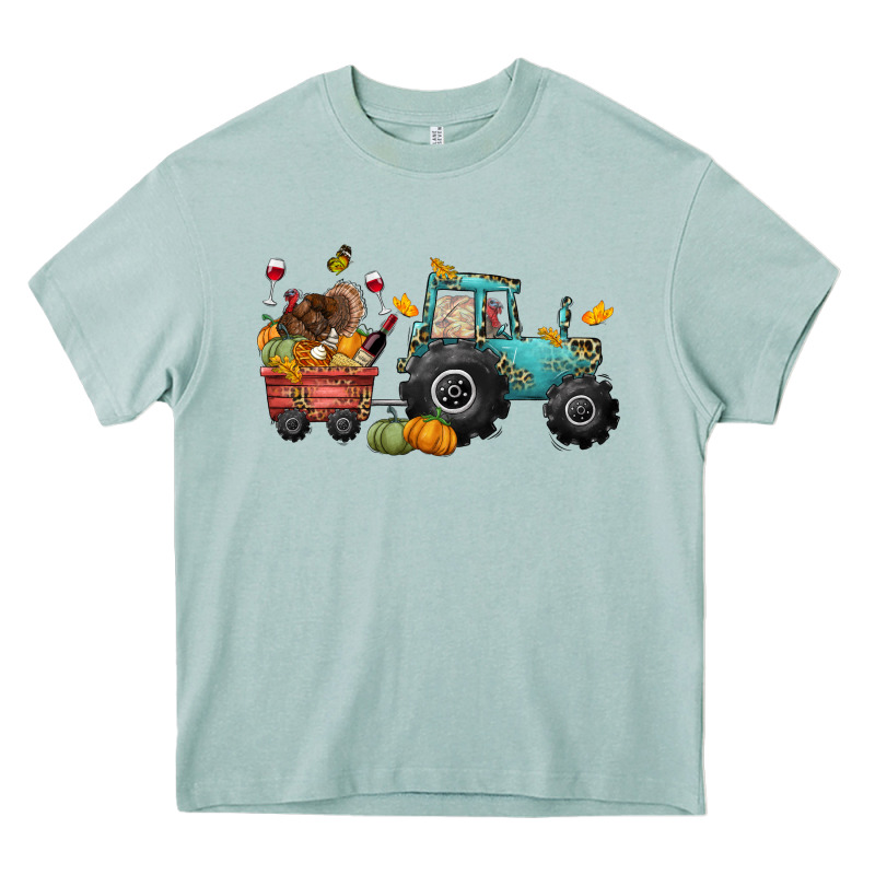 Thanksgiving Tractor Heavy Core Tee by CowGirlArtShop | Teevron