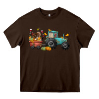 Chocolate Brown thanksgiving tractor Heavy Core Tee - CowGirlArtShop