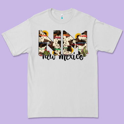 New Mexico State Cowhide Serape Cactus Premium Tee Designed By Ranaportraitstore