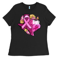 Black Texas Cancer Awareness map Ladies Tee - FaDigitalArtStudio