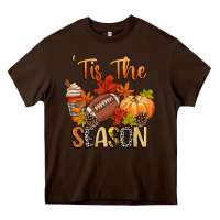 Chocolate Brown tis the season football Heavy Core Tee - CowGirlArtShop