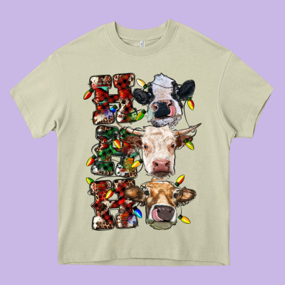Ho Ho Ho Cows Heavy Core Tee Designed By Ranaportraitstore