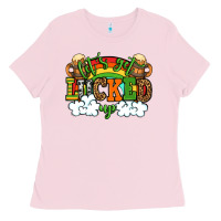 Bubblegum Pink Let's get lucked up St. Patrick's Day Ladies Tee - OliviaCreatesArt