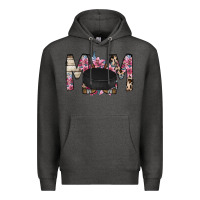 Charcoal Heather mom hockey flower Premium Hoodie - RacoonDesign