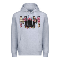 Heather Grey mom hockey flower Premium Hoodie - RacoonDesign
