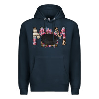 Navy mom hockey flower Premium Hoodie - RacoonDesign