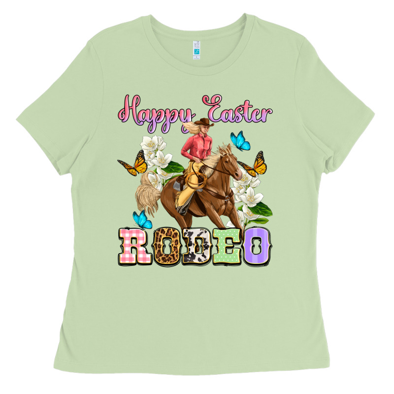 Happy Easter Rodeo Cowgirl Ladies Tee by OliviaCreatesArt | Teevron