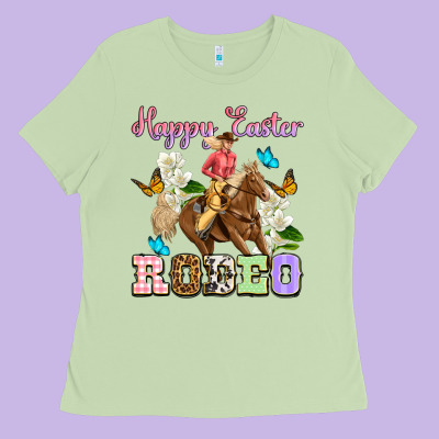 Happy Easter Rodeo Cowgirl Ladies Tee Designed By Oliviacreatesart