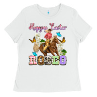 White Happy Easter rodeo cowgirl Ladies Tee - OliviaCreatesArt