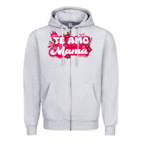 Heather Grey te amo mama Zipper Hoodie - JahusDesignShop