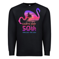 Black earth day 50th anniversary pink flamingos sunset silhouette Premium Sweatshirt - linhVisuals