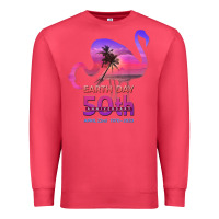 Cardinal earth day 50th anniversary pink flamingos sunset silhouette Premium Sweatshirt - linhVisuals