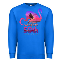 True Royal earth day 50th anniversary pink flamingos sunset silhouette Premium Sweatshirt - linhVisuals