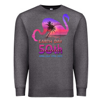 Charcoal Heather earth day 50th anniversary pink flamingos sunset silhouette Premium Sweatshirt - linhVisuals