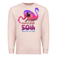 Pale Pink earth day 50th anniversary pink flamingos sunset silhouette Premium Sweatshirt - linhVisuals