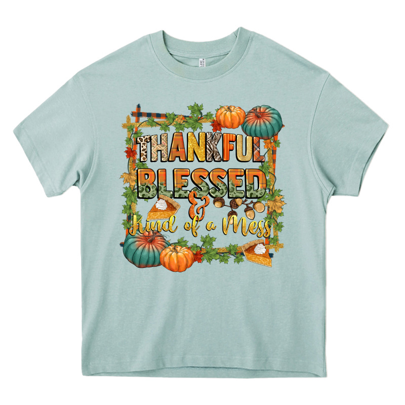 Thankful Blessed And Kind Of A Mess Heavy Core Tee by CowGirlArtShop | Teevron