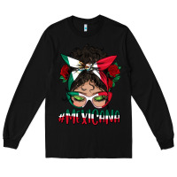 Black mexicana messy bun mama Long Sleeve Tee - BundleAndBundleShop