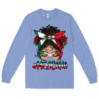 Colony Blue mexicana messy bun mama Long Sleeve Tee - BundleAndBundleShop