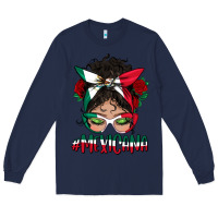Navy mexicana messy bun mama Long Sleeve Tee - BundleAndBundleShop