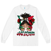 White mexicana messy bun mama Long Sleeve Tee - BundleAndBundleShop