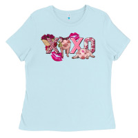 Baby Blue Valentine's Day pig xoxo Ladies Tee - FaDigitalArtStudio