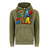 Vintage Olive autism leopard frame para Vintage Hoodie - LillyAllenDesigns