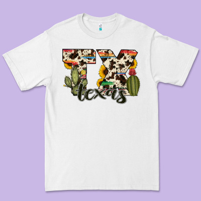 Texas State Cowhide Serape Cactus Premium Tee Designed By Ranaportraitstore