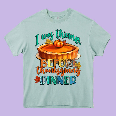 I Was Thinner Before Thanksgiving Dinner Heavy Core Tee Designed By Cowgirlartshop