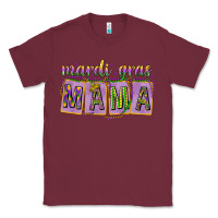 Burgundy Mardi Gras Mama with Beads Classic Tee - HowdyJamesFarm