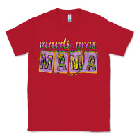 Red Mardi Gras Mama with Beads Classic Tee - HowdyJamesFarm